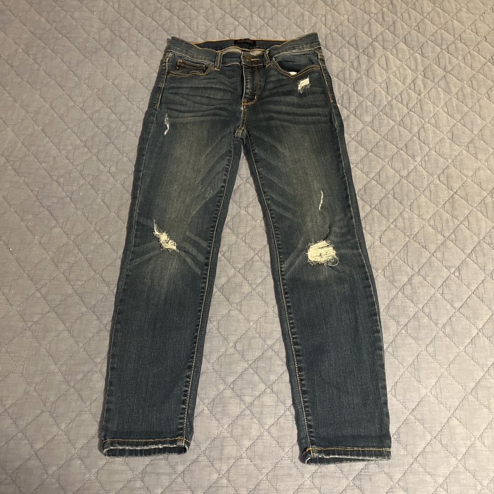 Judy Blue Distressed Skinny Jeans‎ in Dark Blue